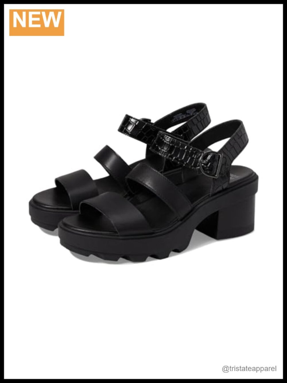 Sorel Joanie Heel Ankle Strap Leather Sandals Block Heel Open Toe
